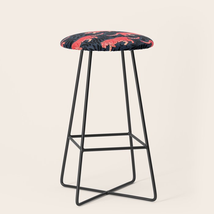Tigers - coral and midnight  Stool Gallery Image 1