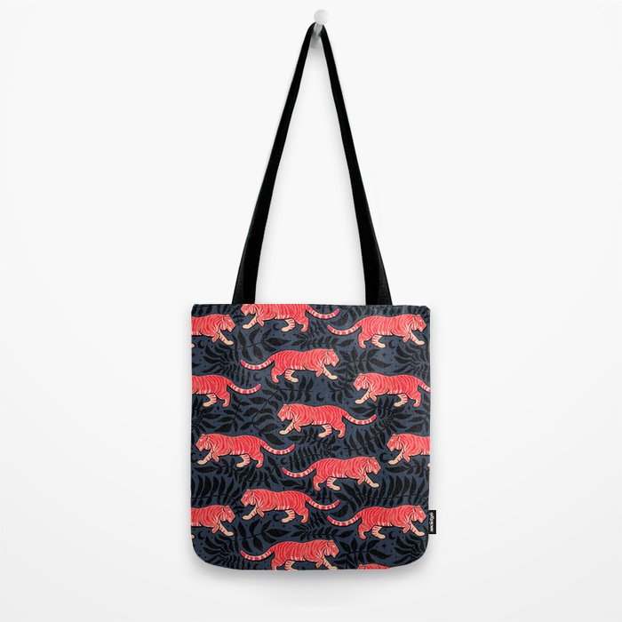 Tigers - coral and midnight  Tote Bag Gallery Image 2