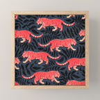 Tigers - coral and midnight  Mini Art Print Gallery Image 1