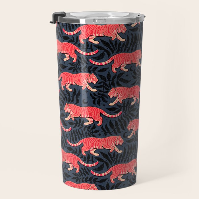 Tigers - coral and midnight  Travel Mug Gallery Image 3