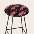 Tigers - coral and midnight  Stool Gallery Image 2