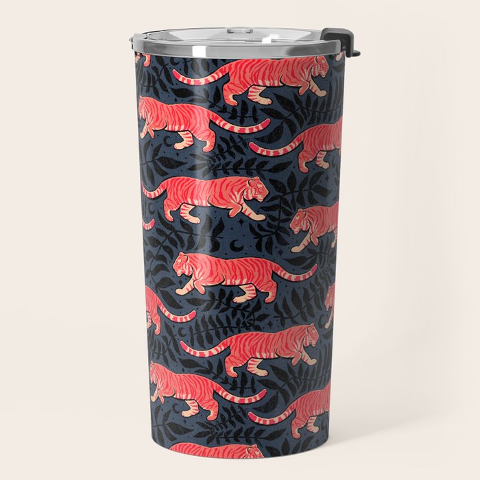 Tigers - coral and midnight  Travel Mug Gallery Image 2
