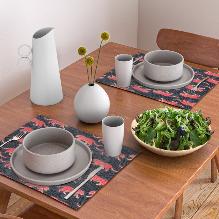 Tigers - coral and midnight  Placemat Gallery Image 2