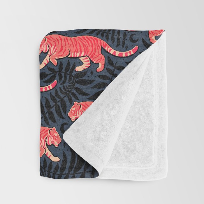 Tigers - coral and midnight  Throw Blanket Gallery Image 3