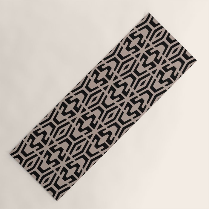 Geometric Art, Aztec Prints, Black and Beige, Wall Art Boho Yoga Mat Gallery Image 1