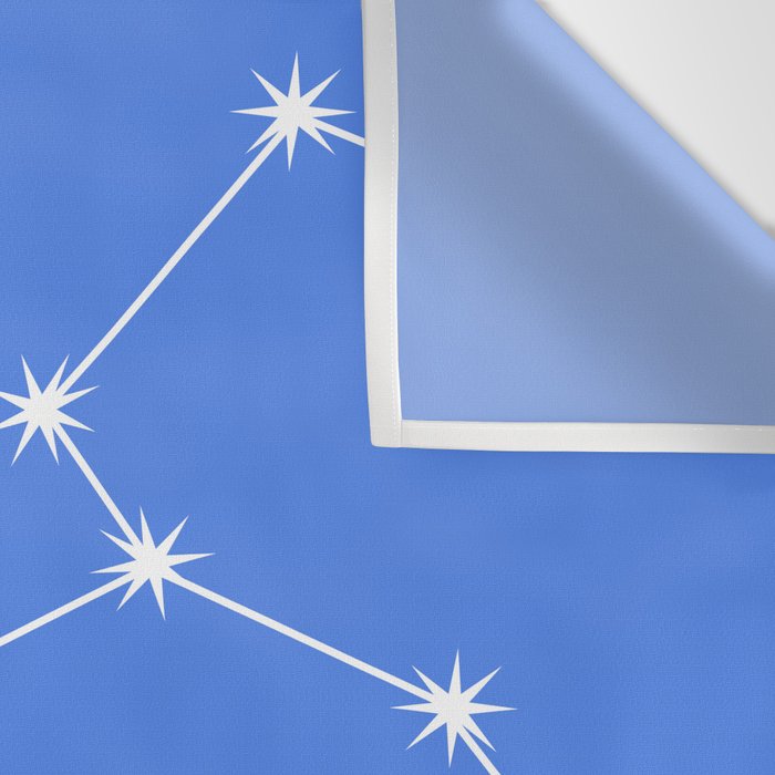 Leo Zodiac Star Constellation Line Art Bright Blue Wall Tapestry Gallery Image 3