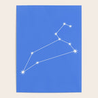 Leo Zodiac Star Constellation Line Art Bright Blue Poster Gallery Image 4