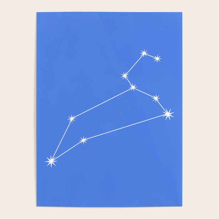 Leo Zodiac Star Constellation Line Art Bright Blue Poster Gallery Image 4