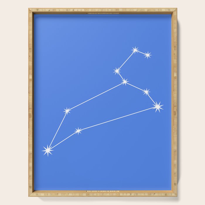 Leo Zodiac Star Constellation Line Art Bright Blue Serving Tray Gallery Image 1