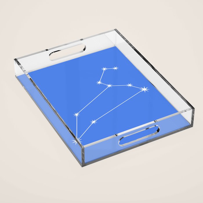 Leo Zodiac Star Constellation Line Art Bright Blue Acrylic Tray Gallery Image 1