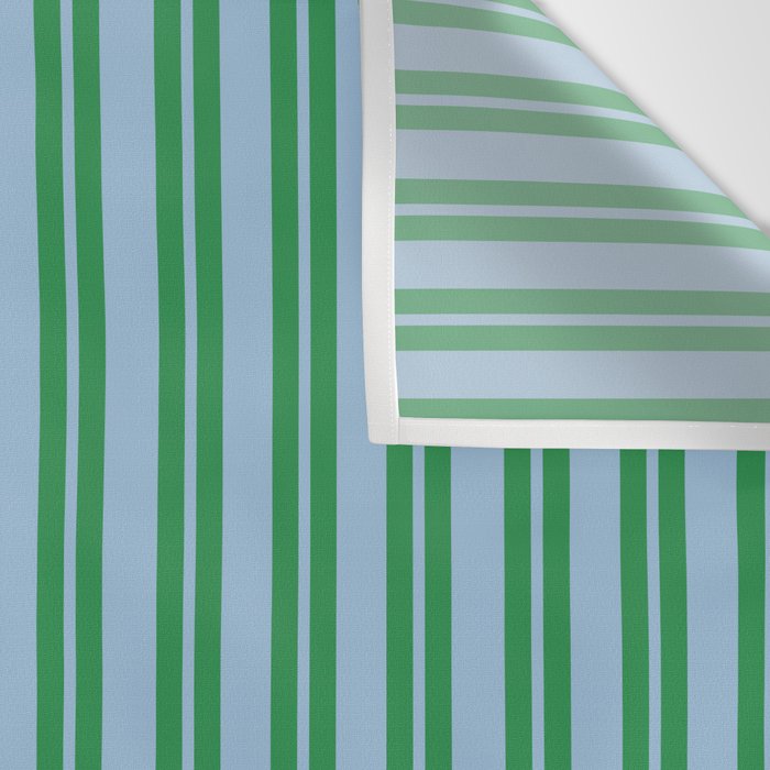 Classic Double Stripe Vertical Pattern in Green and Baby Blu Wall Tapestry Gallery Image 3
