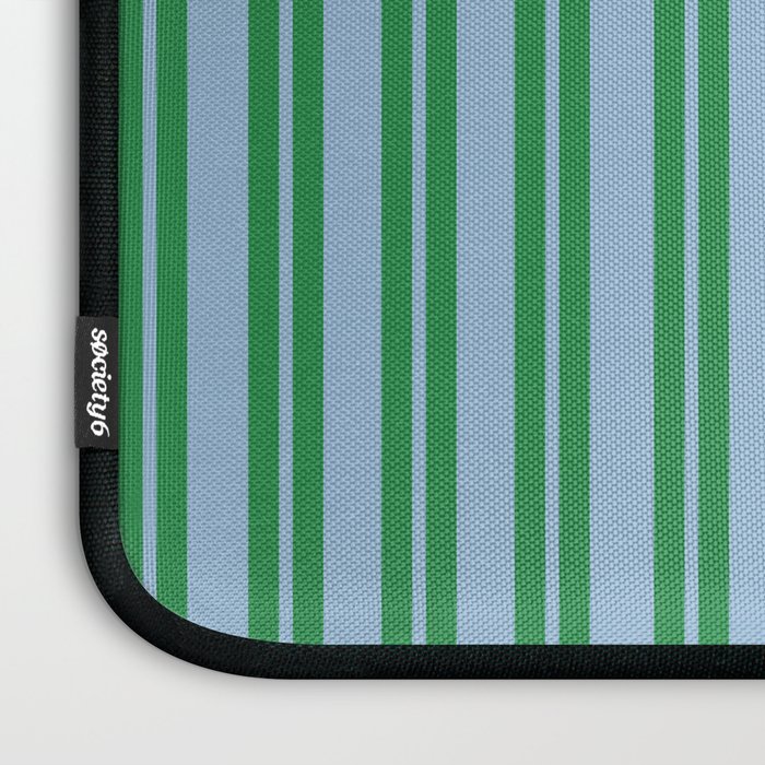 Classic Double Stripe Vertical Pattern in Green and Baby Blu Laptop Sleeve Gallery Image 3