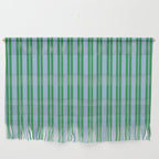 Classic Double Stripe Vertical Pattern in Green and Baby Blu Wall Hanging Gallery Image 1
