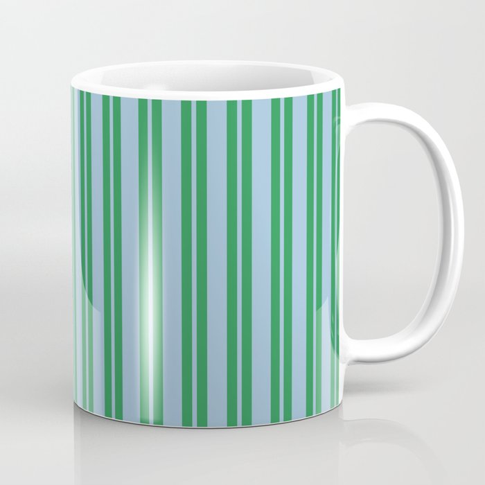 Classic Double Stripe Vertical Pattern in Green and Baby Blu Coffee Mug Gallery Image 1