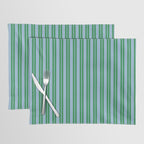 Classic Double Stripe Vertical Pattern in Green and Baby Blu Placemat Gallery Image 1