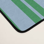 Classic Double Stripe Vertical Pattern in Green and Baby Blu Desk Mat Gallery Image 4