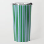 Classic Double Stripe Vertical Pattern in Green and Baby Blu Travel Mug Gallery Image 2