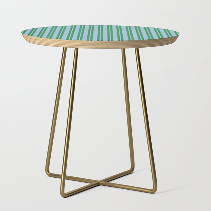 Classic Double Stripe Vertical Pattern in Green and Baby Blu Side Table Gallery Image 1