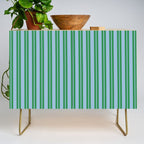 Classic Double Stripe Vertical Pattern in Green and Baby Blu Credenza Gallery Image 1