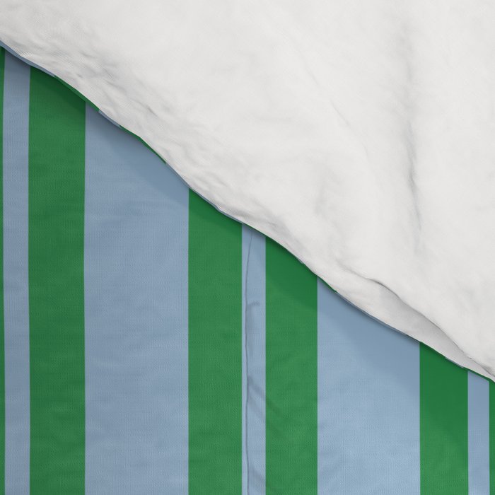 Classic Double Stripe Vertical Pattern in Green and Baby Blu Comforter Gallery Image 4