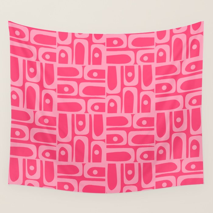 Very Pink Geometric Piquet Multi Pattern Wall Tapestry Gallery Image 4