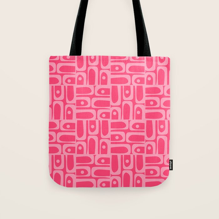 Very Pink Geometric Piquet Multi Pattern Tote Bag Gallery Image 1