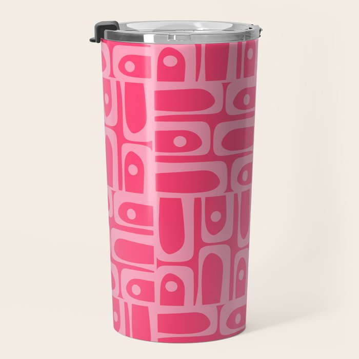 Very Pink Geometric Piquet Multi Pattern Travel Mug Gallery Image 3