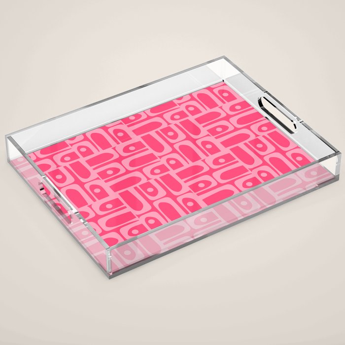 Very Pink Geometric Piquet Multi Pattern Acrylic Tray Gallery Image 1