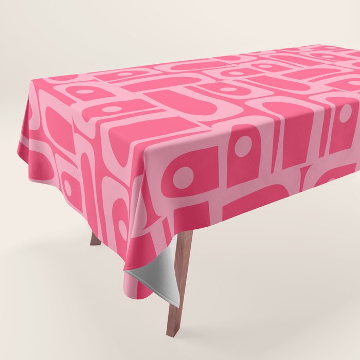 Very Pink Geometric Piquet Multi Pattern Tablecloth Gallery Image 1