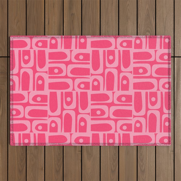 Very Pink Geometric Piquet Multi Pattern Outdoor Rug Gallery Image 1