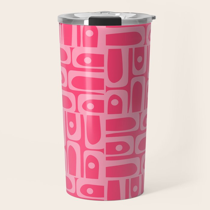 Very Pink Geometric Piquet Multi Pattern Travel Mug Gallery Image 1