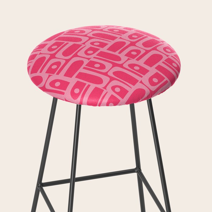 Very Pink Geometric Piquet Multi Pattern Stool Gallery Image 2