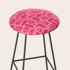 Very Pink Geometric Piquet Multi Pattern Stool Gallery Image 2