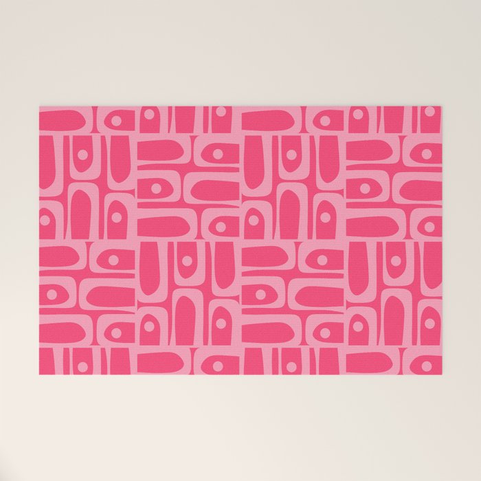 Very Pink Geometric Piquet Multi Pattern Welcome Mat Gallery Image 1
