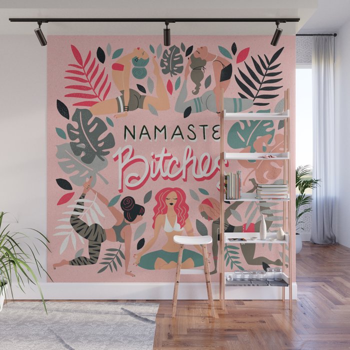 Namaste, Bitches - Pink Wall Mural Gallery Image 1