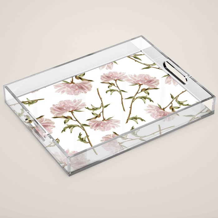 seamless pattern with graphic lush flowers Acrylic Tray Gallery Image 1