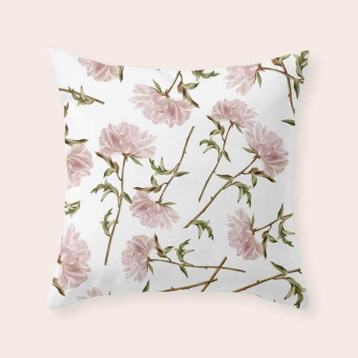 seamless pattern with graphic lush flowers Throw Pillow Gallery Image 1