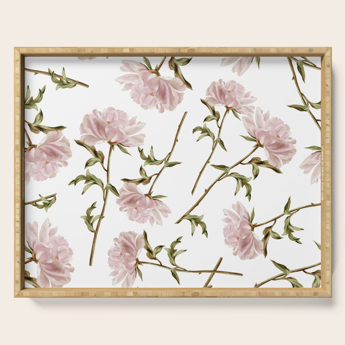 seamless pattern with graphic lush flowers Serving Tray Gallery Image 1