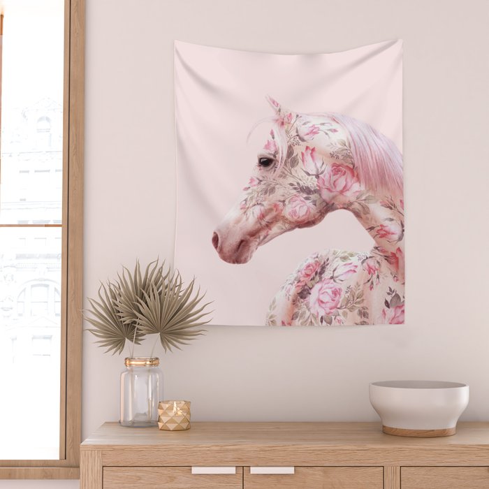 FLORAL HORSE Wall Tapestry Gallery Image 2