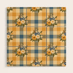 Country Retro Cottage Flowers plaid Wood Wall Art Gallery Image 1