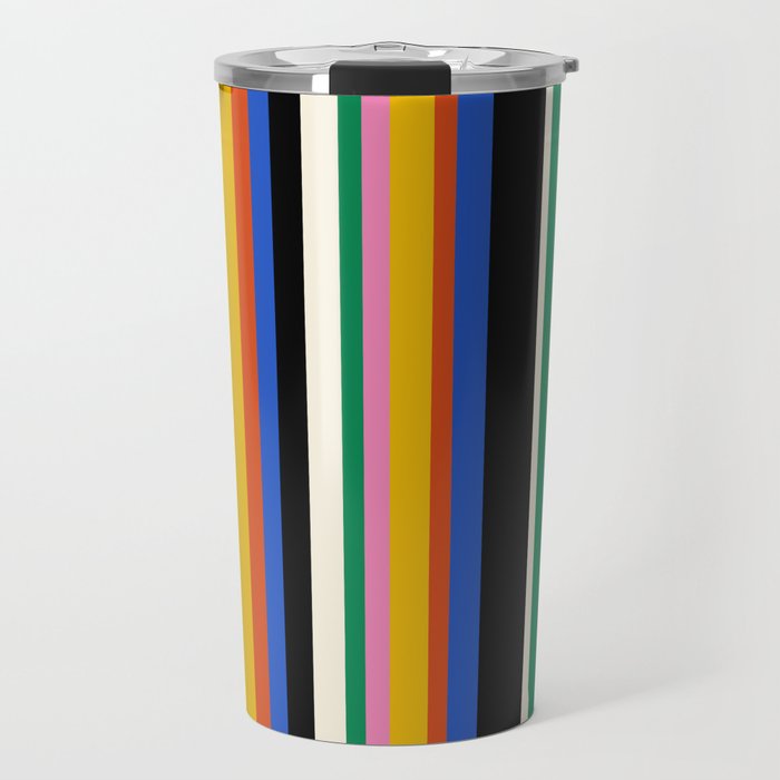 Classic Stripes XIII - Bold Retro Travel Mug Gallery Image 1