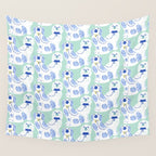 Staffordshire Dogs in Teal and Blue Wall Tapestry Gallery Image 4