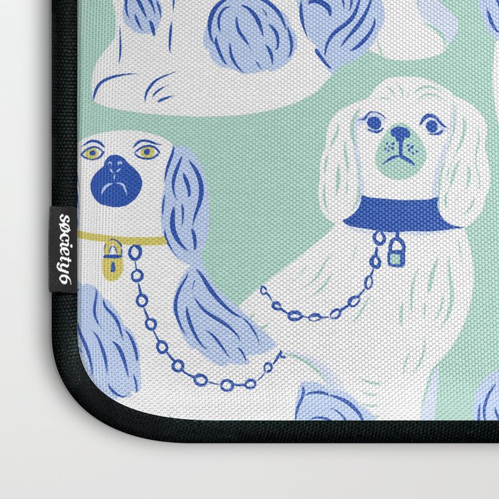 Staffordshire Dogs in Teal and Blue Laptop Sleeve Gallery Image 3