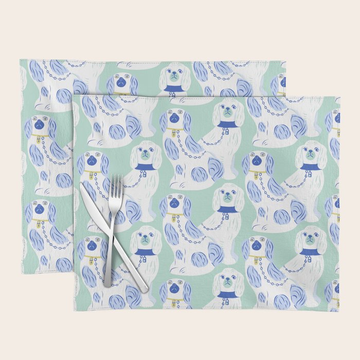 Staffordshire Dogs in Teal and Blue Placemat Gallery Image 1