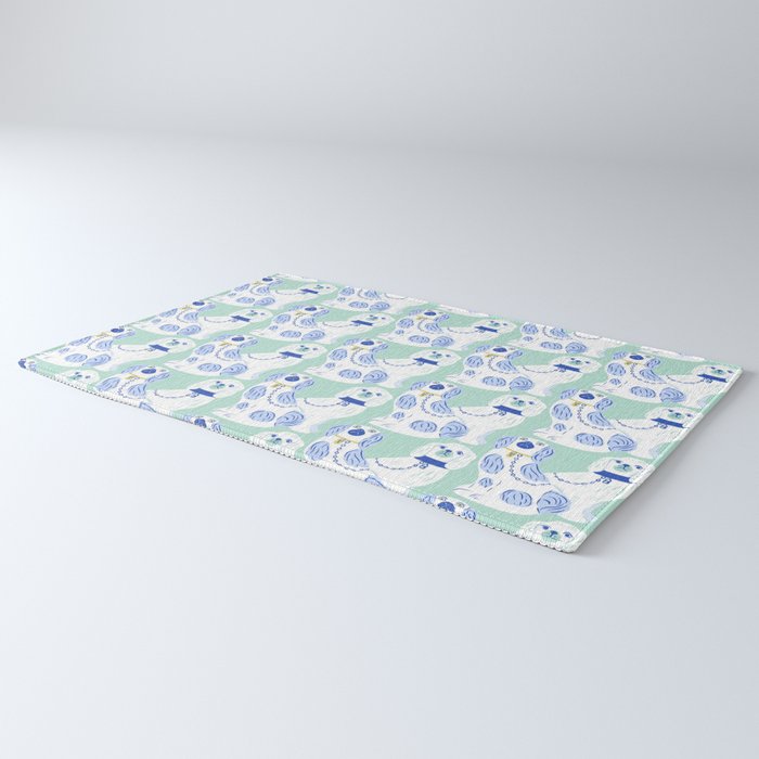 Staffordshire Dogs in Teal and Blue Rug Gallery Image 3