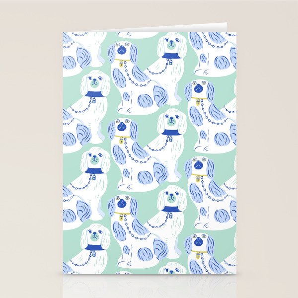 Staffordshire Dogs in Teal and Blue Stationery Card Gallery Image 2