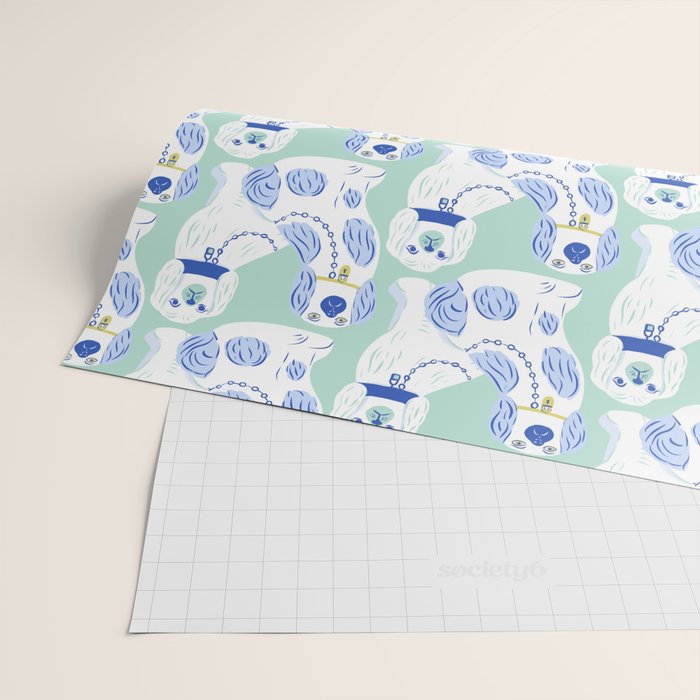 Staffordshire Dogs in Teal and Blue Wrapping Paper Gallery Image 2
