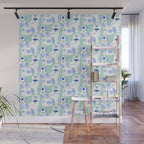 Staffordshire Dogs in Teal and Blue Wall Mural Gallery Image 1