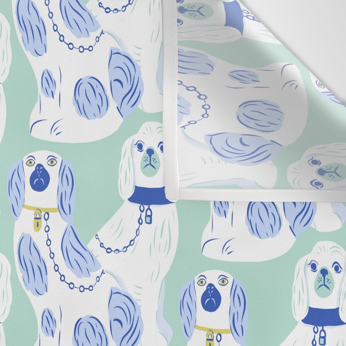 Staffordshire Dogs in Teal and Blue Wall Tapestry Gallery Image 3