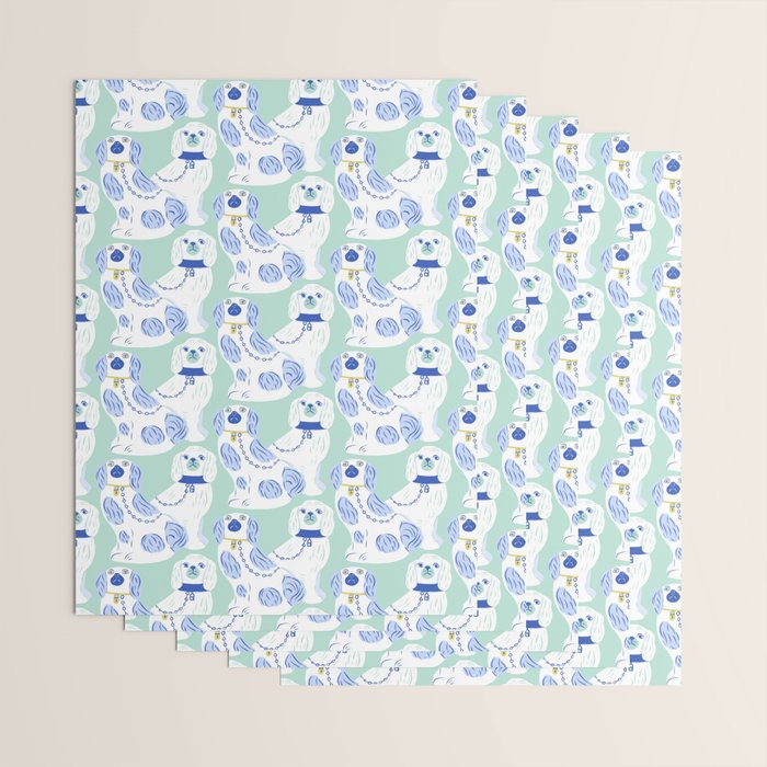 Staffordshire Dogs in Teal and Blue Wrapping Paper Gallery Image 3